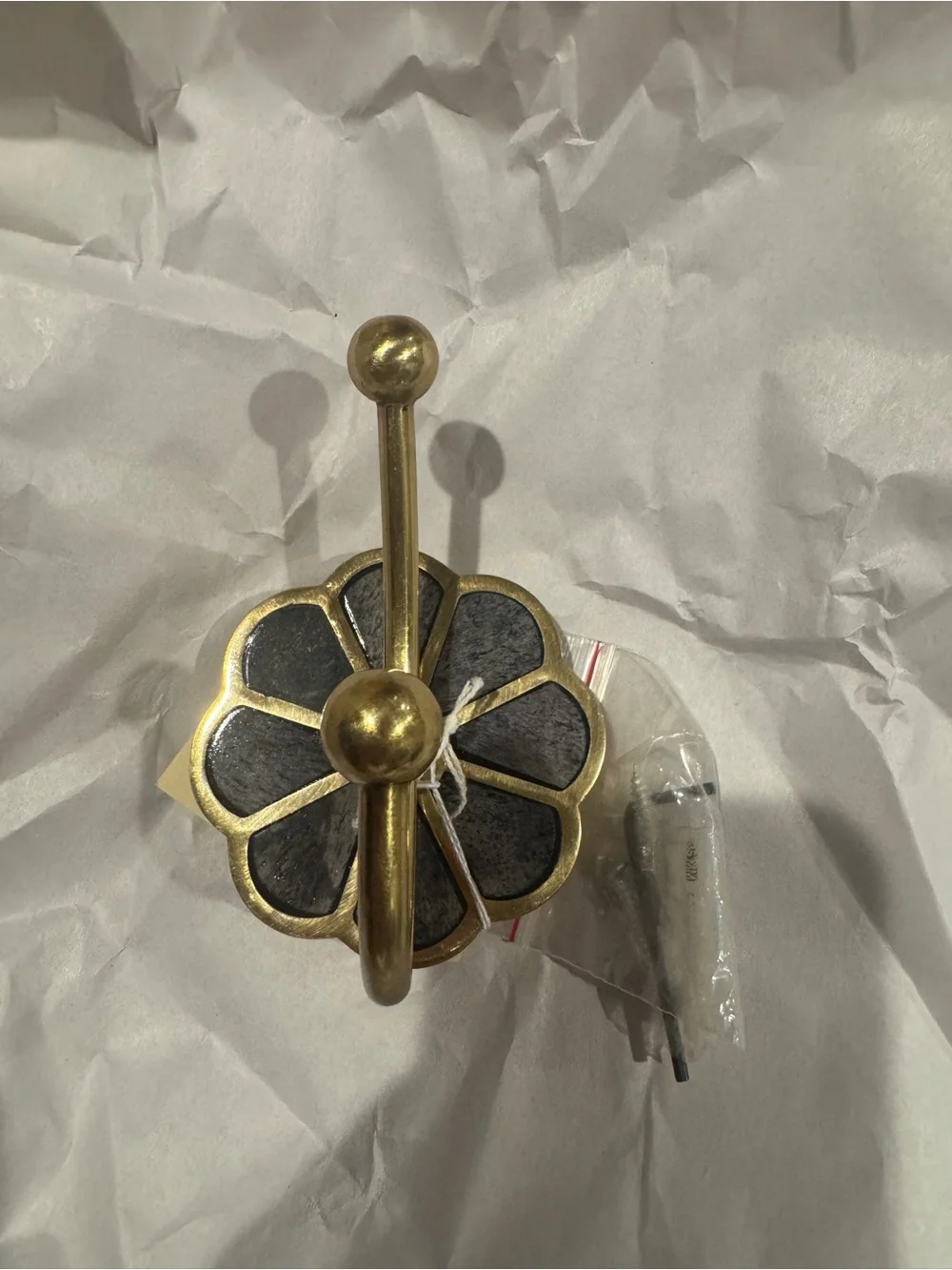 NEW Anthropologie Botanist Bath Hook, Brass & Light Gray